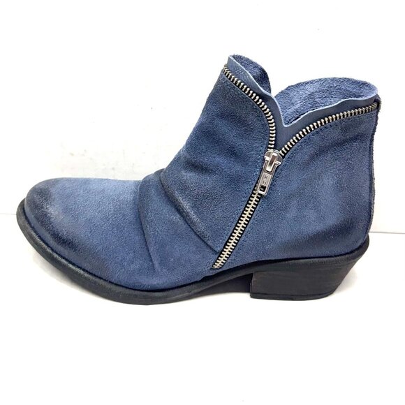 MIZ MOOZ NUBUCK LEATHER BOOTIE SIDE ZIP AROUND BLUE 37EU / 7US NEW # Z-77 - Picture 4 of 4